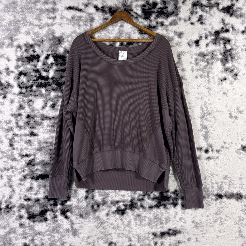Offline By Aerie Sweatshirt Womens Size Small Waffle Knit Round Neck Lounge Gym